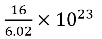 The number of molecules in 16 g of methane is