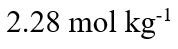 Density of a 2.05 M solution of acetic acid in water is 1.02g / mL. The molality of the solution is: