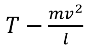 One end of string of length l is connected to a particle of mass m and the other end is connected to a small peg on a smooth horizontal table. If the particle moves in circle with speed v, the net force on the particle (directed towards centre) will be (T represents the tension in the string)