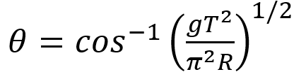 A particle moving in a circle of radius R with a uniform speed takes a time T to complete one revolution. If this particle were projected with the same speed at an angle ‘θ’ to the horizontal, the maximum height attained by it equals 4R. The angle of projection, θ, is then given by :