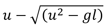 A stone is tied to a string of length and is whirled in a vertical circle with the other end of the string as the centre. At a certain instant of time, the stone is at its lowest position and has a speed u. The magnitude of the change in velocity as it reaches a position where the string is horizontal (g being acceleration due to gravity) is