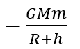 Assuming that the gravitational potential energy of an object at infinity is zero, the change in potential energy (final - initial) of an object of mass m, when taken to a height h from the surface of earth (of radius R), is given by,