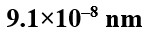 The wavelength of the radiation emitted, when in a hydrogen atom electron falls from infinity to stationary state 1, would be (Rydberg constant = 1.097×107 m–1)