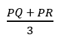 Three identical spheres, each of mass 3 kg are placed touching each other with their centres lying on a straight line. The centres of the spheres are marked as P, Q and R respectively. The distance of centre of mass of system from P is