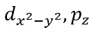 Which two orbitals are both located between the axes of coordinate system, and not along the axes?