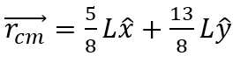 The position vector of the centre of mass vec rcm of an asymmetric uniform bar of negligible area of cross section as shown in figure is :