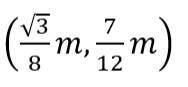 Three particles of masses 50 g, 100 g and 150 g are placed at the vertices of an equilateral triangle of side 1 m (as shown in the figure). The (x, y) coordinates of the centre of mass will be: