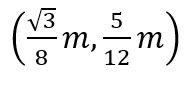 Three particles of masses 50 g, 100 g and 150 g are placed at the vertices of an equilateral triangle of side 1 m (as shown in the figure). The (x, y) coordinates of the centre of mass will be: