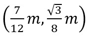 Three particles of masses 50 g, 100 g and 150 g are placed at the vertices of an equilateral triangle of side 1 m (as shown in the figure). The (x, y) coordinates of the centre of mass will be: