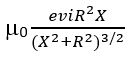 An electron moving with velocity v along the axis approaches a circular current carrying loop as shown in the figure. The magnitude of magnetic force on electron at this instant is-