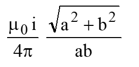 A rectangular loop of metallic wire is of length a and breadth b and carries a current i. The magnetic field at the centre of the loop is -