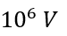 A charge of 100 C has a potential at a distance of 9mas: