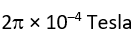 A current of 10 A is flowing through a circular coil of diameter 1 cm. What is the magnetic induction at its centre ?