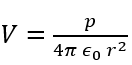 Using usual notations, electric potential at a point due to an electric dipole is given by: