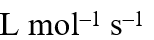 Consider the reaction, 2A + B → products. When concentration of B alone was doubled, the half-life did not change. When the concentration of A alone was doubled, the rate increased by two times. The unit of rate constant for this reaction is