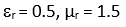 Relative permittivity and permeability of a material r and µr, respectively. Which of the following values of these quantities are allowed for a diamagnetic material?