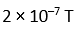 Two identical mangetic dipoles of magnetic moments 1.0 A-m2 each, placed at a separation of 2m with their axes perpendicular to each other. The resultant magnetic field at a point midway between the dipole is -