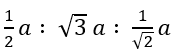 If a stands for the edge length of the cubic systems: simple cubic, body-centred cubic and face-centred cubic, then the ratio of radii of the spheres in these systems will be respectively