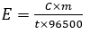 On passing C ampere of electricity through a electrolyte solution for second. m gram metal deposits on cathode. The equivalent weight E of the metal is