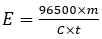 On passing C ampere of electricity through a electrolyte solution for second. m gram metal deposits on cathode. The equivalent weight E of the metal is