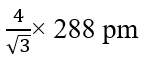 An element has a body centered cubic (bcc) structure with a cell edge of 288 pm. The atomic radius is