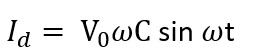 A capacitor of capacitance 'C', is connected across an ac source of voltage V, given by V=V_0sinωt The displacement current between the plates of the capacitor, would then be given by