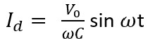 A capacitor of capacitance 'C', is connected across an ac source of voltage V, given by V=V_0sinωt The displacement current between the plates of the capacitor, would then be given by