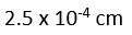 A spherometer has 250 equal divisions marked along the periphery of its disc, and one full rotation of the disc advances on the main scale by 0.0625 cm. The least count of the spherometer is