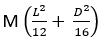 Moment of inertia of a solid cylinder of length L and diameter D about an axis passing through its centre of gravity and perpendicular to its geometric axis is