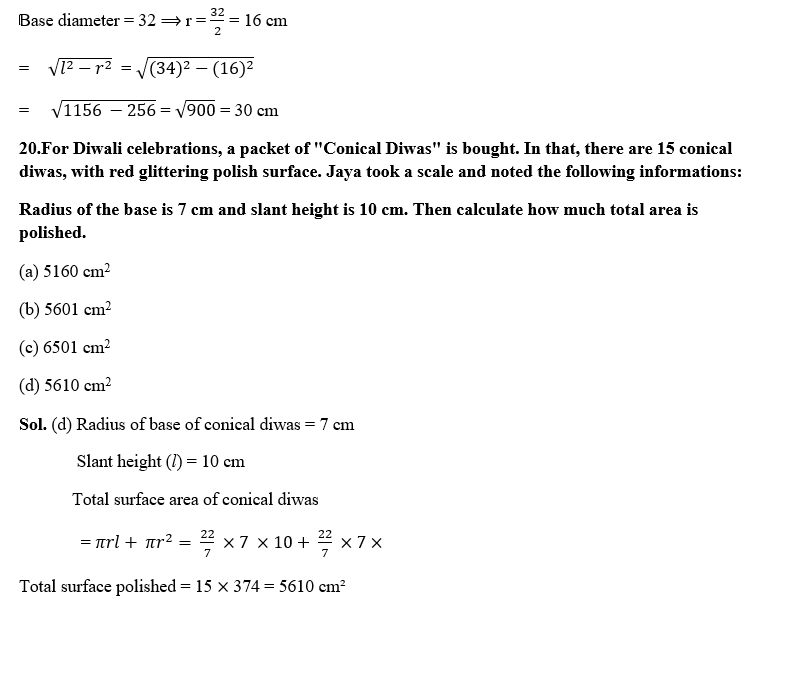 SURFACE AREAS AND VOLUMES CLASS 9 SOLUTIONS 