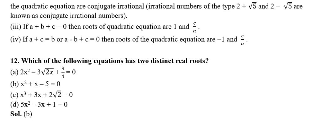 QUADRATIC EQUATIONS CLASS 10