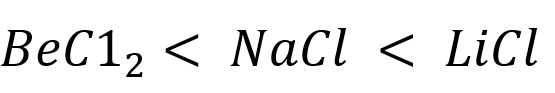 The correct sequence of increasing covalent character is