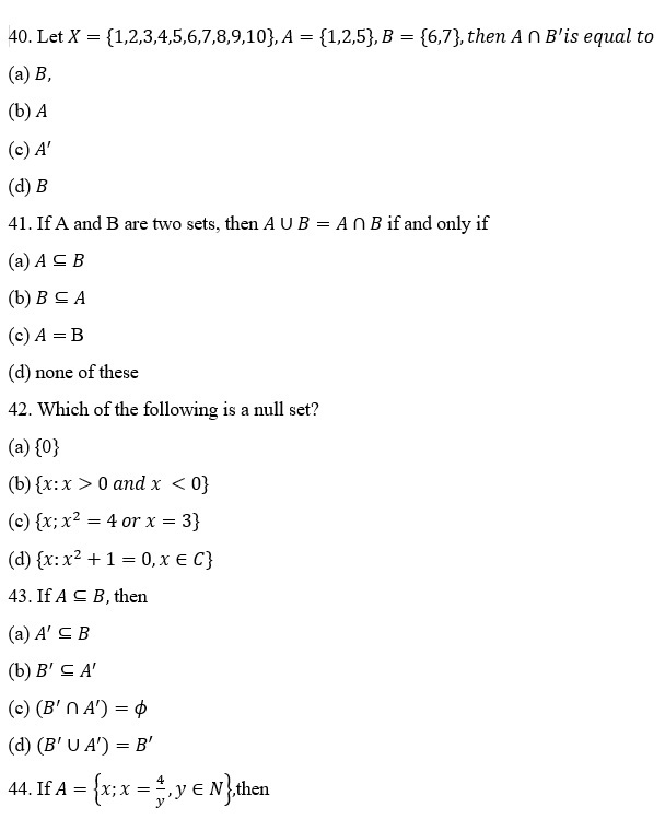 SET THEORY JEE MAINS QUESTIONS 