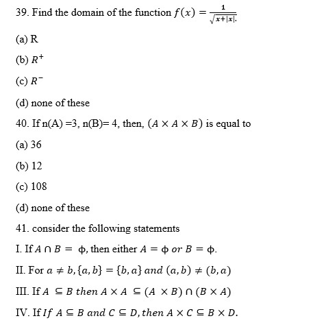 RELATIONS AND FUNCTIONS CLASS 11 MCQ