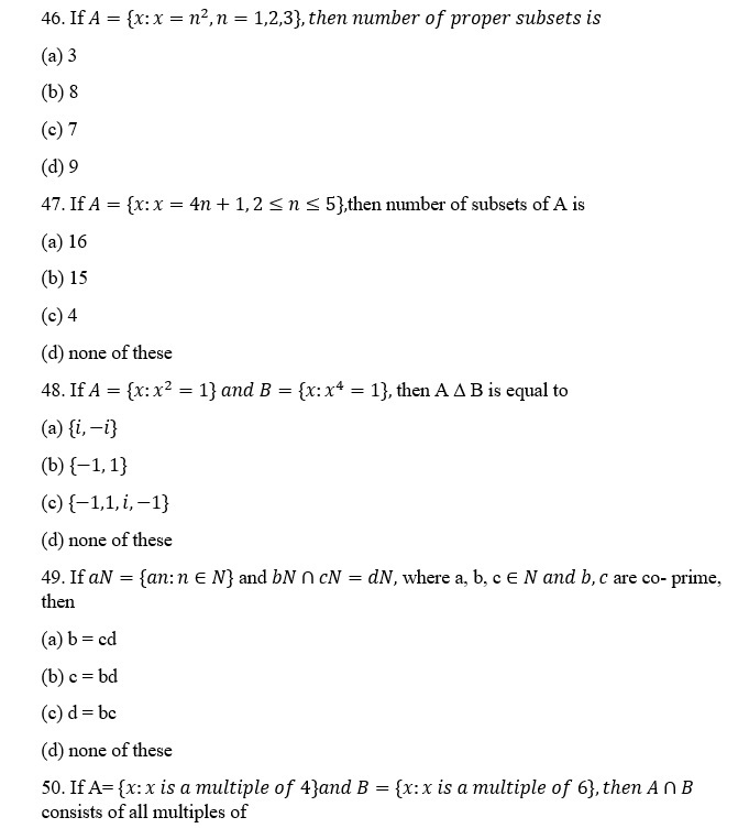 SET THEORY JEE MAINS QUESTIONS 