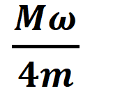 A thin circular ring of mass M and radius 'r' is rotating about its axis with a constant angular velocity co. Four objects each of mass m, are kept gently to the opposite ends of two perpendicular diameters of the ring. The angular velocity of the ring will be: -