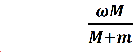 A thin circular ring of mass M and radius R is rotating in a horizontal plane about an axis vertical to its plane with a constant angular velocity w. If two objects each of mass m be attached gently to the opposite ends of a diameter of the ring, the ring will then rotate with an angular velocity: -