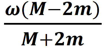 A thin circular ring of mass M and radius R is rotating in a horizontal plane about an axis vertical to its plane with a constant angular velocity w. If two objects each of mass m be attached gently to the opposite ends of a diameter of the ring, the ring will then rotate with an angular velocity: -