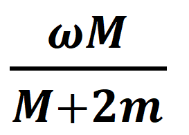 A thin circular ring of mass M and radius R is rotating in a horizontal plane about an axis vertical to its plane with a constant angular velocity w. If two objects each of mass m be attached gently to the opposite ends of a diameter of the ring, the ring will then rotate with an angular velocity: -